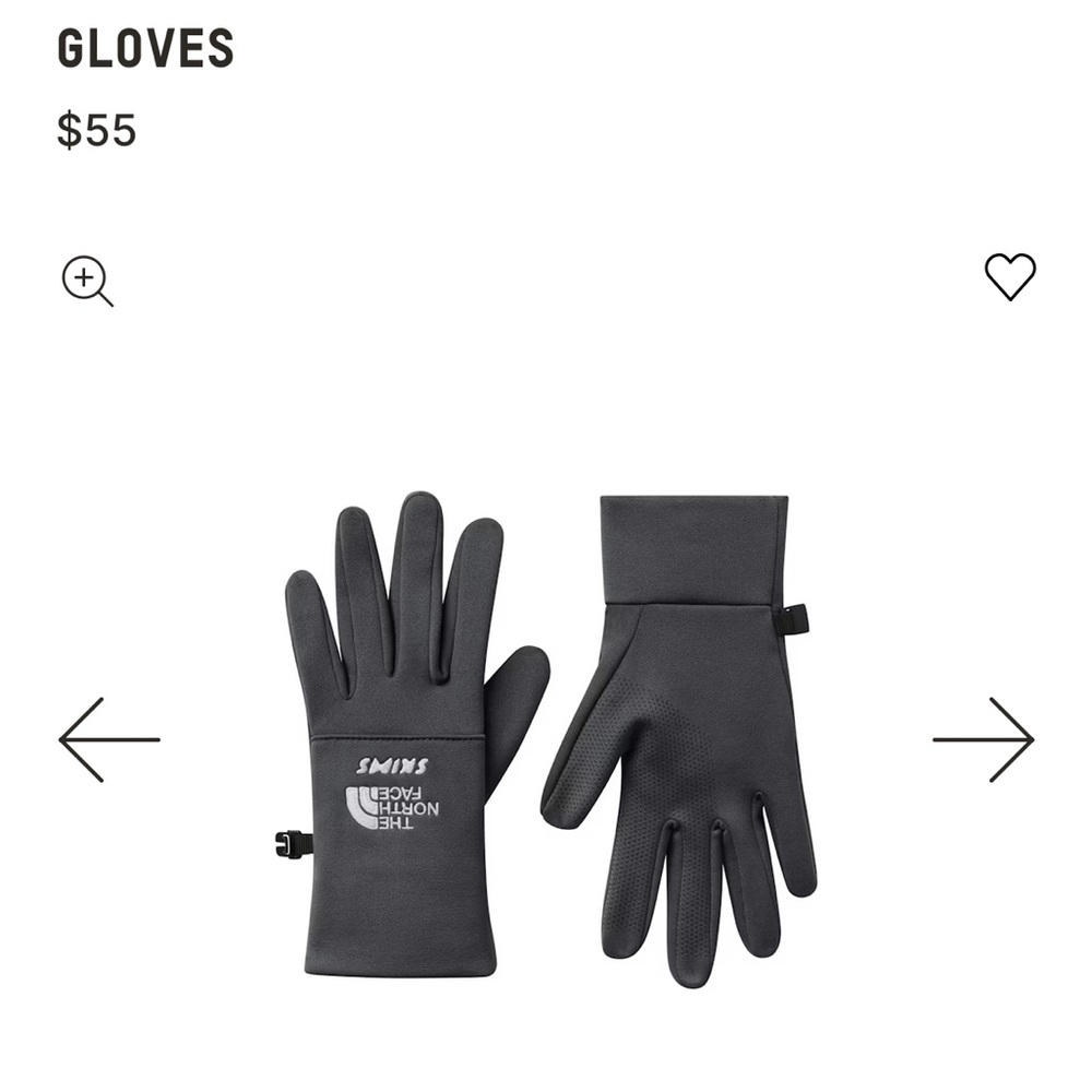 Skims x The North Face Gloves- Gunmetal